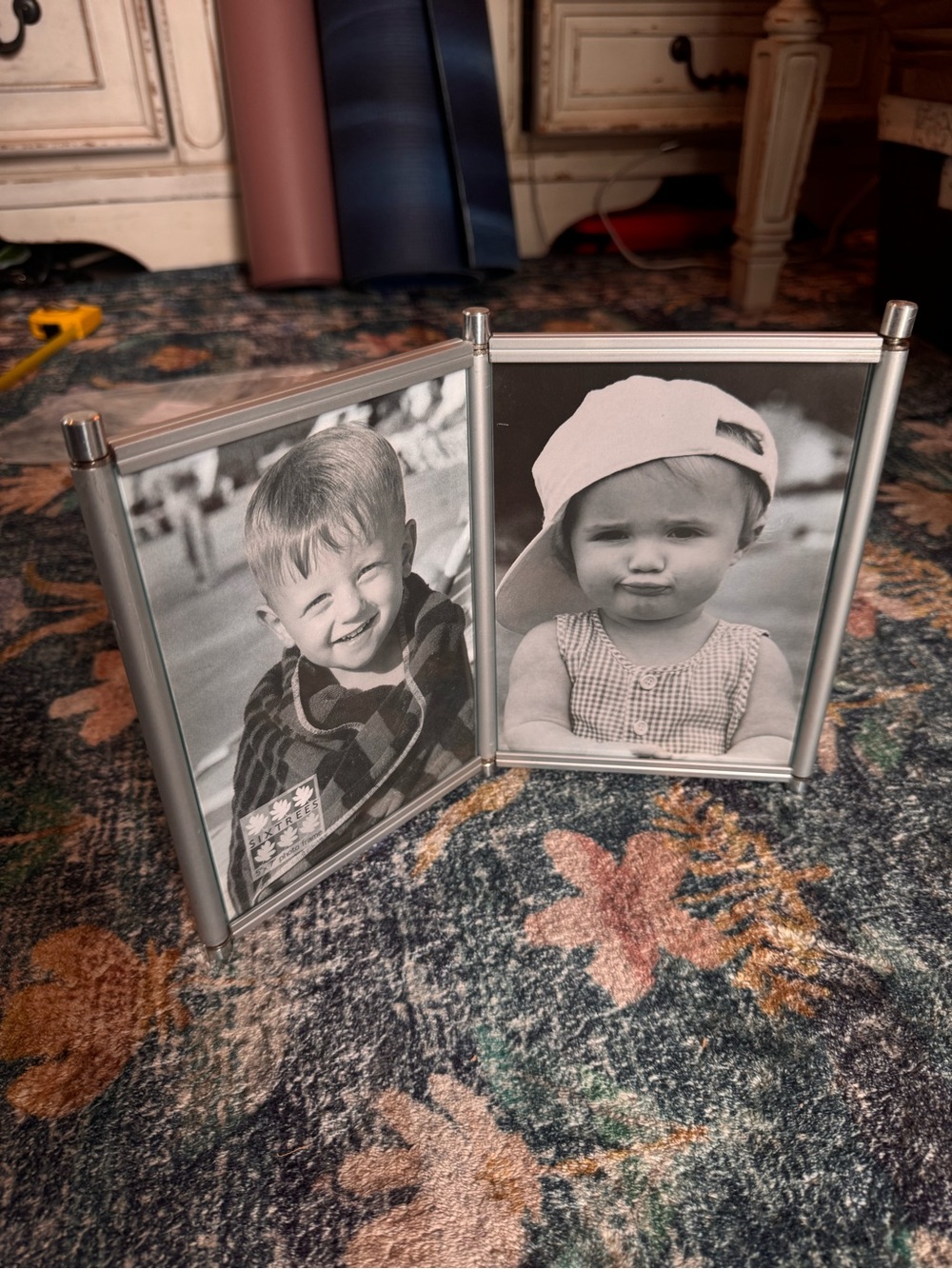 Sixtrees Home Accents Silver Double Folding Photo Frame